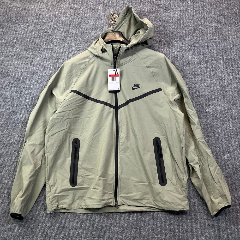 Nike Tech Woven Windrunner Hoodie Jacket‎ Men's Green Full Zip Size Large - NWT